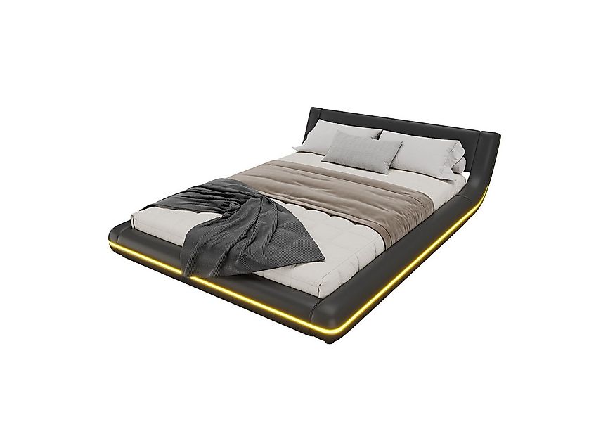 HAUSS SPOLE Polsterbett 140 x 200cm Flachbett, Bodenbett mit LED-Umgebungsl günstig online kaufen