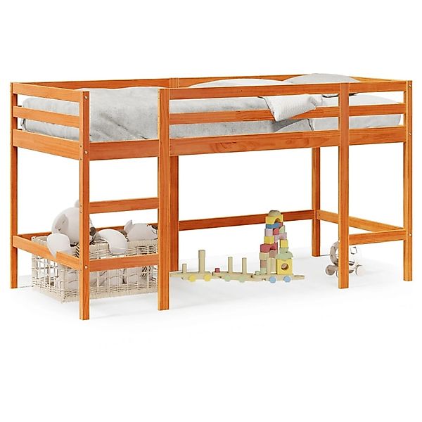 vidaXL Kinderhochbett mit Leiter Wachsbraun 90x190cm Massivholz Kiefer20982 günstig online kaufen