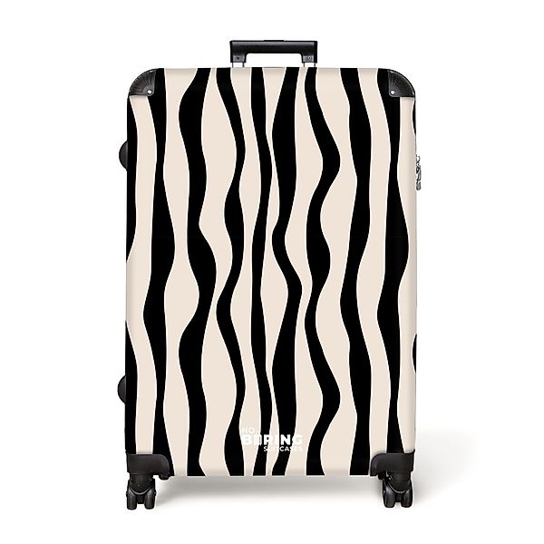 NoBoringSuitcases.com© Hartschalen-Trolley Beige mit schwarzen Wellenlinien günstig online kaufen