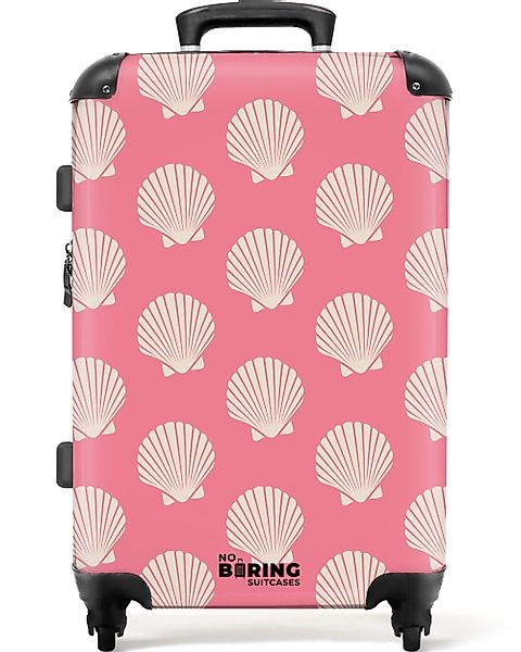 NoBoringSuitcases.com© Hartschalen-Trolley Rosa mit beigen Muscheln günstig online kaufen
