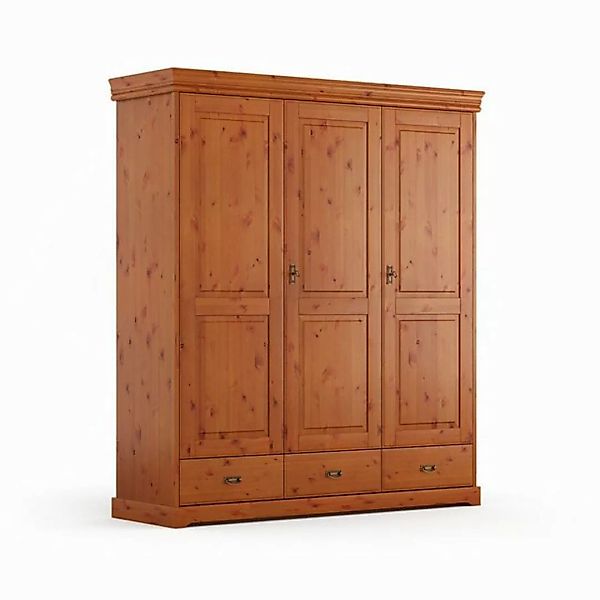 Natur24 Kleiderschrank Kleiderschrank Tuscany Kiefer massiv Natur 3-Türig 1 günstig online kaufen