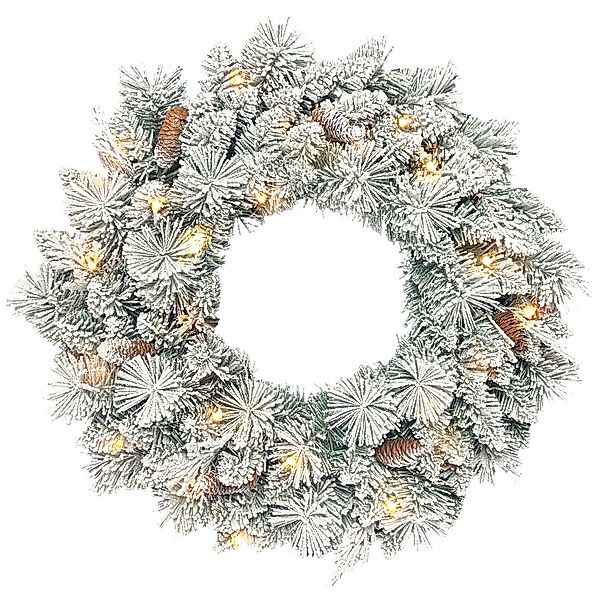 HOMCOM Tannenkranz Weihnachtskranz mit LED-Lichterkette, Tannenzapfen, Türk günstig online kaufen
