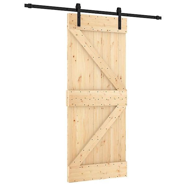 vidaXL Schiebetür mit Beschlag 85x210 cm Massivholz Kiefer 3202984 günstig online kaufen