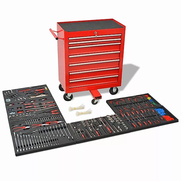 Werkstattwagen Mit 1125 Werkzeugen Stahl Rot günstig online kaufen