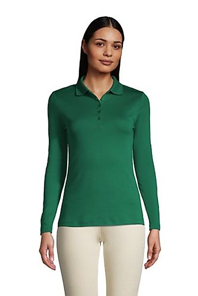 Supima-Poloshirt mit langen Ärmeln, Damen, Größe: M Normal, Grün, Baumwolle günstig online kaufen