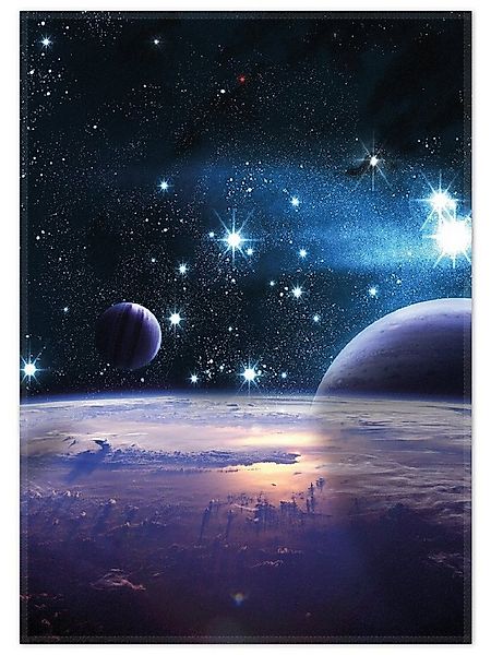 Wallario Teppich Planeten im Weltall, rechteckig, rutschfest günstig online kaufen