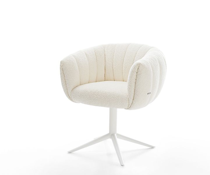 Drehstuhl Jada-Flex Bouclé Weiß Fußkreuz Weiß 360° drehbar Wippfunktion Tas günstig online kaufen