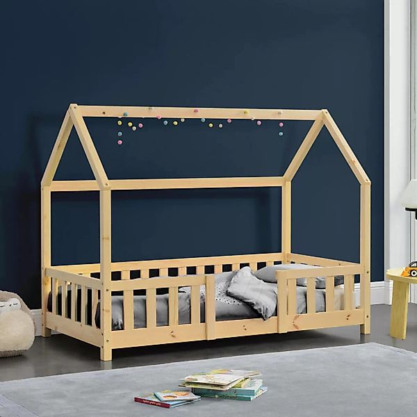 Kinderbett Kiefer natur in Hausform SORO-100 Liegefläche 70x140 cm mit Raus günstig online kaufen