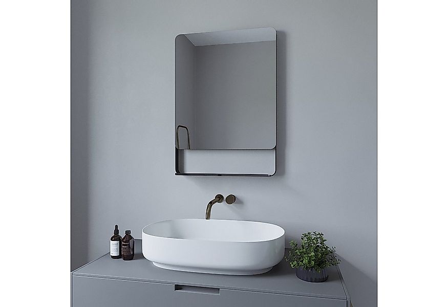 AQUABATOS Badspiegel Wandspiegel Bad Spiegel mit Ablage schwarz, 50x70/80x6 günstig online kaufen