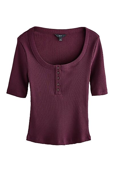 Next Henleyshirt Geripptes Henley-Kurzarmoberteil mit Knöpfen günstig online kaufen