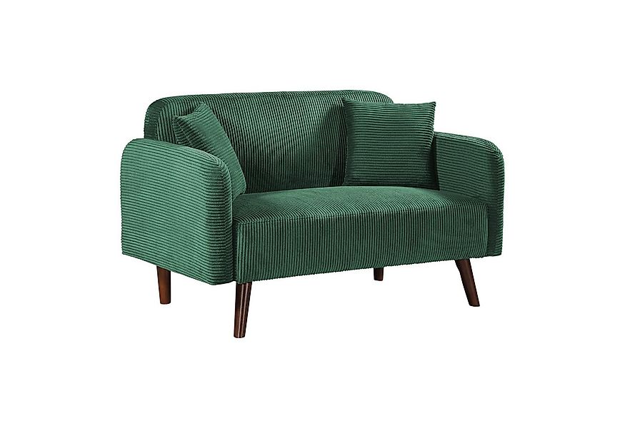 en.casa Sofa, 2-Sitzer »Midt« gepolstert Cord 132 x 70 x 81 cm Grün günstig online kaufen