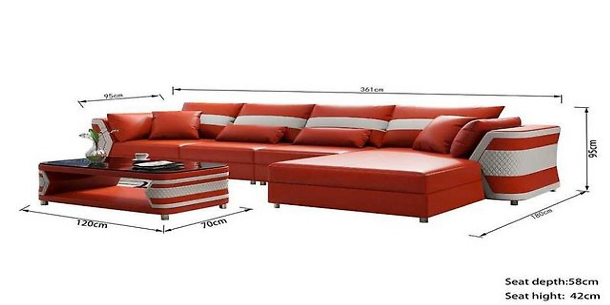 Xlmoebel Ecksofa Luxuriöses, modernes Ecksofa in L-Form aus weißem Leder - günstig online kaufen