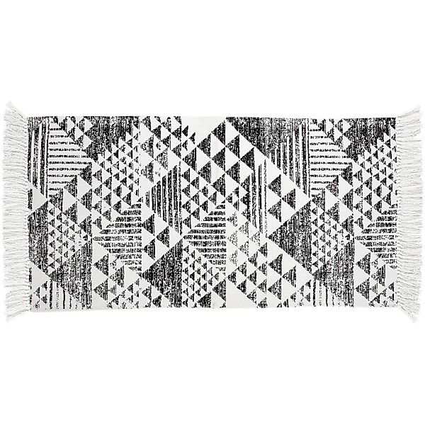 OBI Baumwoll Teppich gemustert Schwarz-Weiß 60 x 120 cm günstig online kaufen
