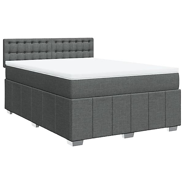 vidaXL Boxspringbett mit Matratze Dunkelgrau 140x200 cm Stoff 3287106 günstig online kaufen
