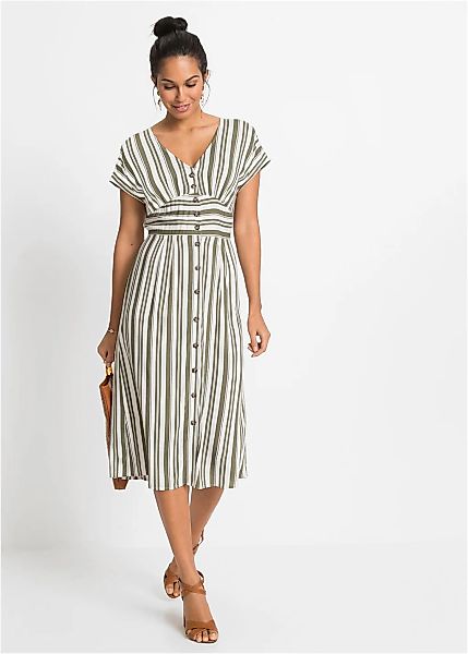 bonprix Midikleid für warme Tage, aus Viskose, ausgestellte Passform günstig online kaufen