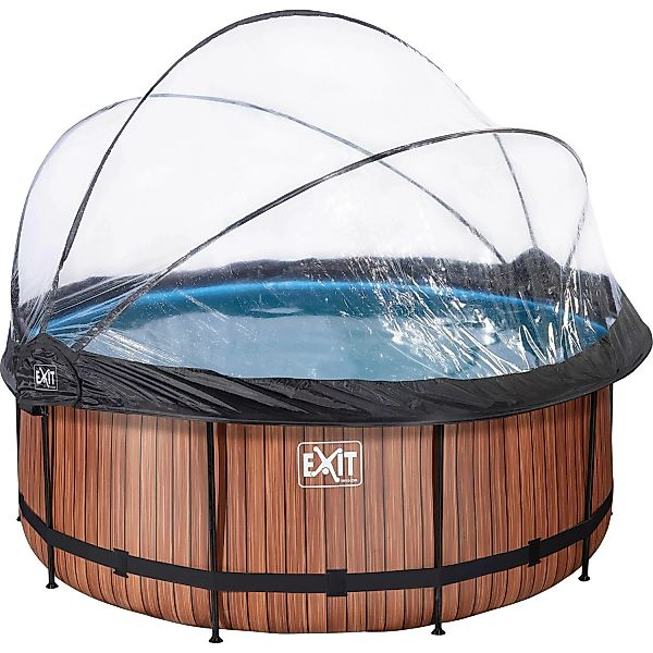 EXIT Wood Pool Braun Ø360x122cm m. Sandfilterpumpe u. Abdeckung u. Wärmepum günstig online kaufen