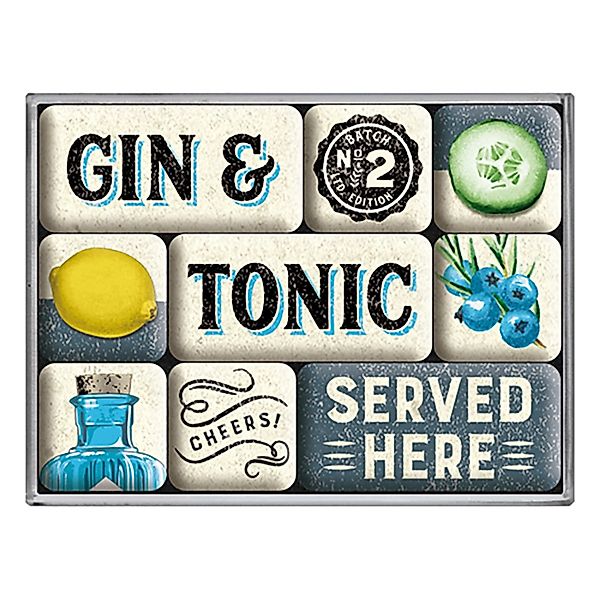 Nostalgic-Art Magnet-Set Gin & Tonic Served Here 9 Stück günstig online kaufen