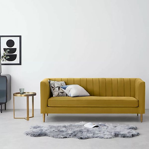 Amicie 3-Sitzer Sofa, Samt in Vintage-Gold - MADE.com günstig online kaufen