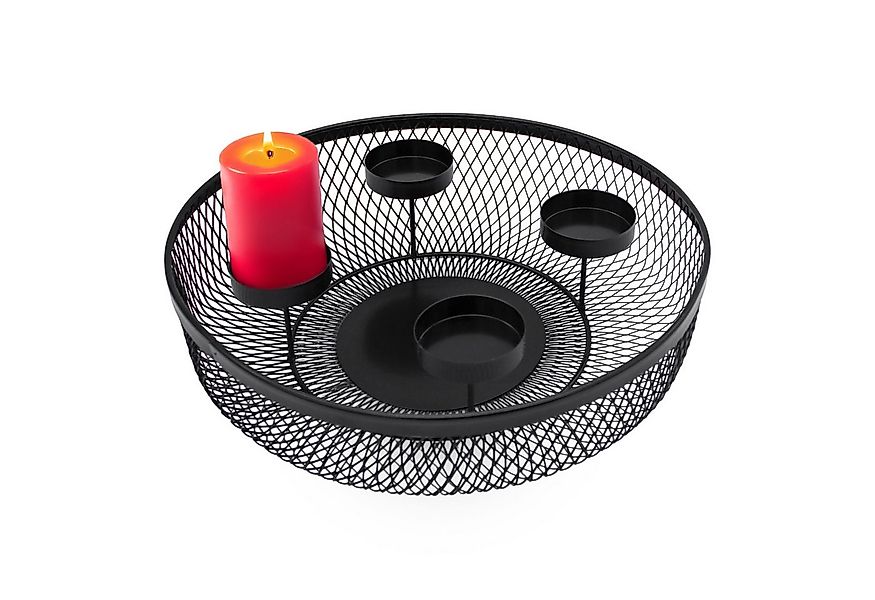 Spetebo Adventskranz Metall Gitter schwarz - 34 cm - Kerzenständer Kranz, m günstig online kaufen