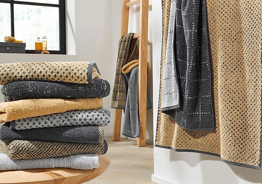 Dyckhoff Handtuch Set "Golden Shades Rhombus" Set 6 Stk. Walkfrottier Kusch günstig online kaufen