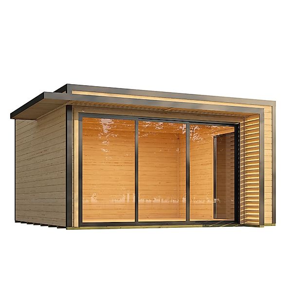 Weka Gartenhaus Amberley Schiebetür 2 Fenster Naturbelassen 400 cm x 400 cm günstig online kaufen