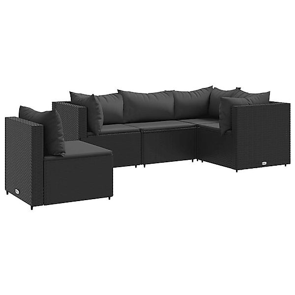 vidaXL 5-tlg Garten-Lounge-Set mit Kissen Schwarz Poly Rattan Modell 18 günstig online kaufen