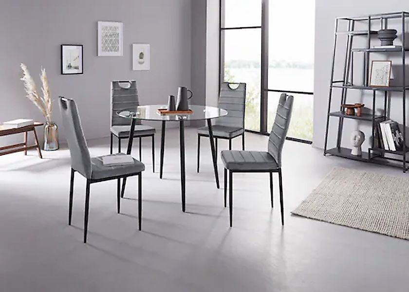 INOSIGN Essgruppe, (Set, 5 tlg.), runder Glastisch, Ø 100 cm und 4 Esszimme günstig online kaufen