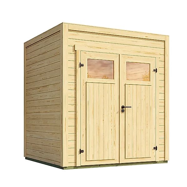 Weka Gartenhaus Batu 1 Flachdach Doppeltür Natur 200 cm x 200 cm günstig online kaufen