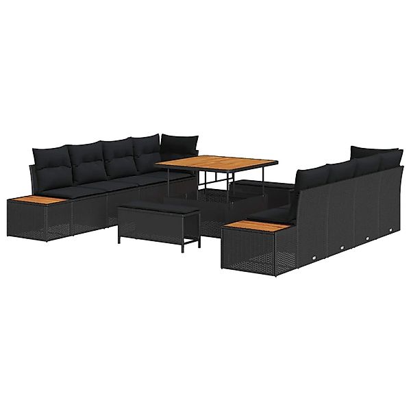 vidaXL Gartensofa-set mit Kissen 11-Tlg Schwarz Poly-Rattan 3364844 günstig online kaufen
