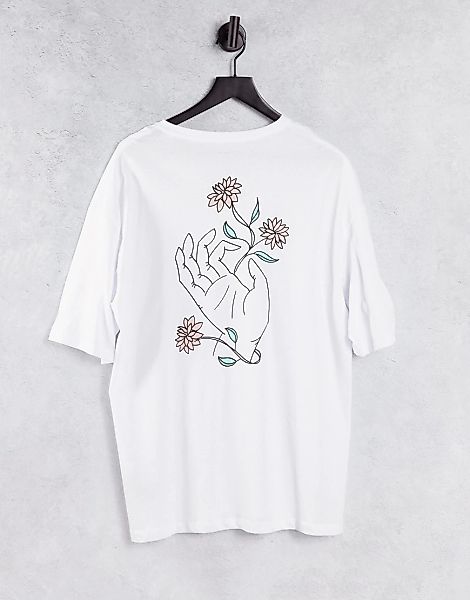 Jack & Jones – Originals – Oversize-T-Shirt in Weiß mit Hand-Print hinten günstig online kaufen