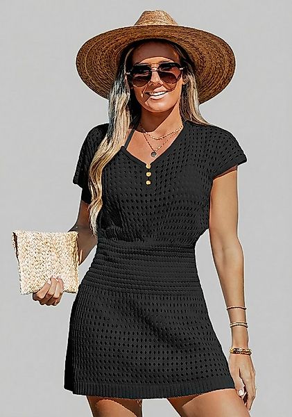 Cupshe Smokkleid Coverup mit Knopfleiste und V Ausschnitt Mini günstig online kaufen