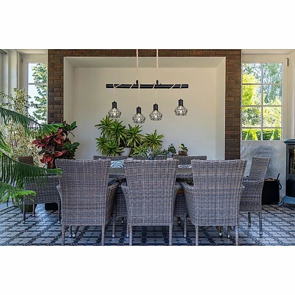 Globo Pendelleuchte Priska 4-flammig Schwarz 1000 x 150 x 1200 mm günstig online kaufen
