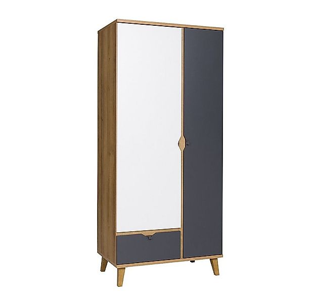 Lomadox Kleiderschrank MARIBOR-132 mit Kleiderstange, in Eiche mit weiß und günstig online kaufen