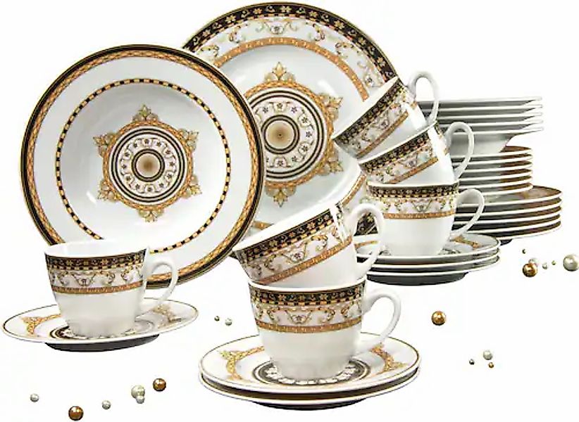 CreaTable Kombiservice »Geschirr-Set Majestosa« Service, Dekor schwarz abge günstig online kaufen
