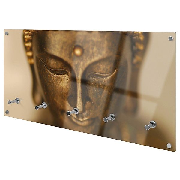 banjado Garderobenleiste Glas Buddha Gold (Wandgarderobe, günstig online kaufen