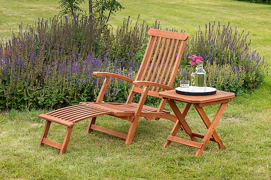 MERXX Gartensessel »Deckchair«, (Set, 2 St., 1x Sessel, 1x Klapphocker), in günstig online kaufen