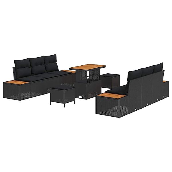 vidaXL Garten-Sofa-Set mit Kissen 9-Tlg Schwarz Poly Rattan 3362869 günstig online kaufen