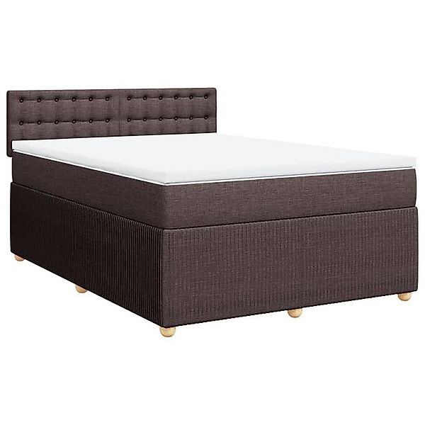 vidaXL Bett Boxspringbett mit Matratze Dunkelbraun 140x200 cm Stoff günstig online kaufen