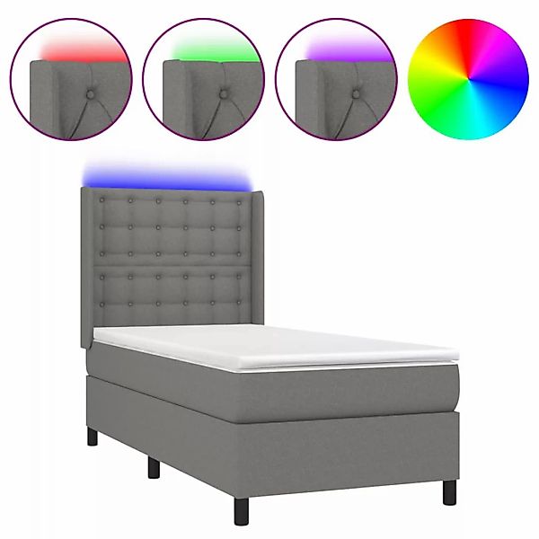 Vidaxl Boxspringbett Mit Matratze & Led Dunkelgrau 80x200 Cm Stoff günstig online kaufen