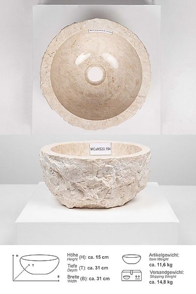 wohnfreuden Aufsatzwaschbecken Erosi Marmor Waschbecken 30 cm creme (Kein S günstig online kaufen