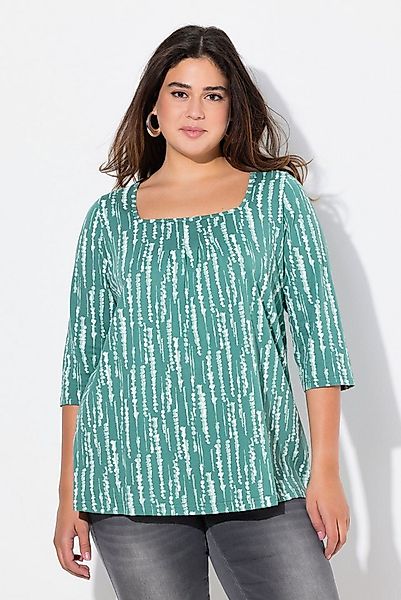 Ulla Popken T-Shirt Shirt Zierfalten A-Linie Carree-Ausschnitt 3/4-Arm günstig online kaufen