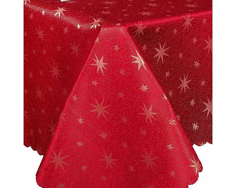 Tischläufer Glitzer Sterne Tischdecke Rot Gold 90x90 Mitteldecke Weihnachte günstig online kaufen