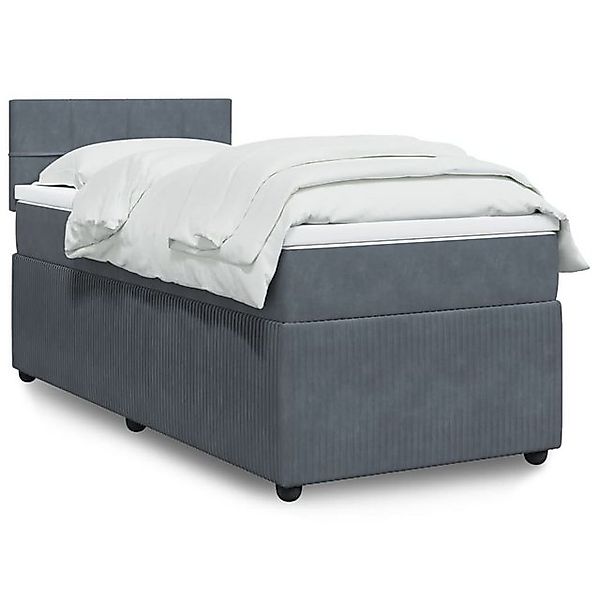 vidaXL Boxspringbett, Boxspringbett mit Matratze Dunkelgrau 80x200 cm Samt günstig online kaufen