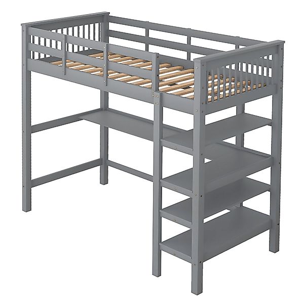 SOFTWEARY Hochbett Kinderbett mit Lattenrost (90x200 günstig online kaufen