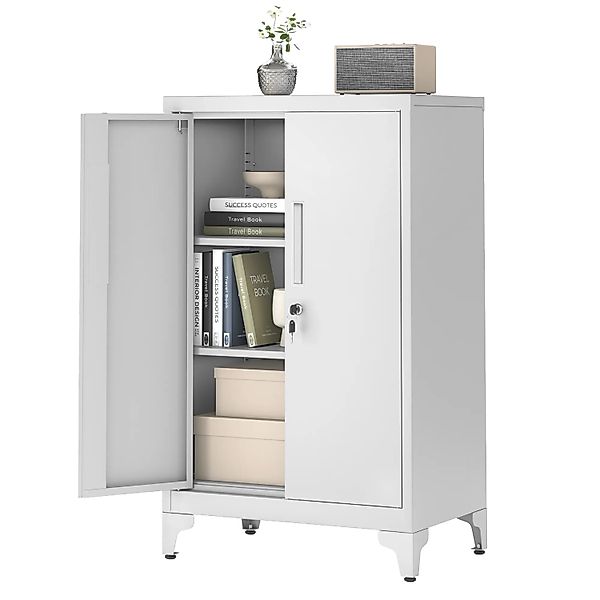 Songmics Aktenschrank Berend Stahl 40 x 60 x 90 cm Weiß günstig online kaufen