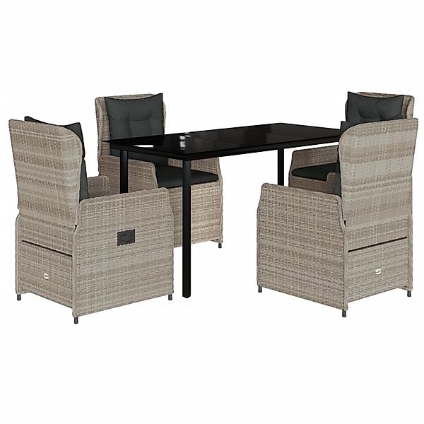 vidaXL 5-Tlg Garten-Essgruppe mit Kissen Hellgrau Poly Rattan 3262905 günstig online kaufen