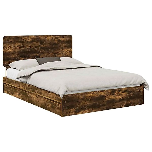 vidaXL Stauraumbett Räuchereiche 160 x 200 cm Holzwerkstoff 3412669 günstig online kaufen