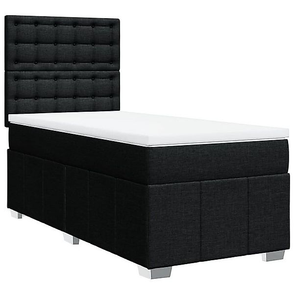 vidaXL Bett Boxspringbett mit Matratze Schwarz 90x190 cm Stoff günstig online kaufen