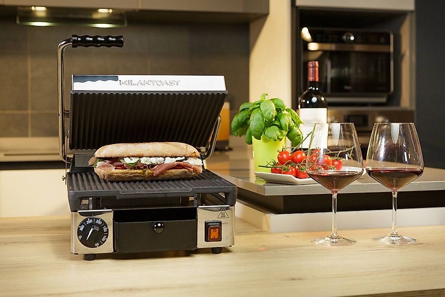 Panini Grill | Kontaktgrill Gusseisenplatte gerillt, oben und unten günstig online kaufen
