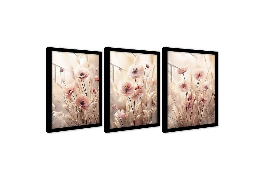 Wallarena Poster SET mit Rahmen Bilder Blumen Wohnzimmer Schlafzimmer Kunst günstig online kaufen